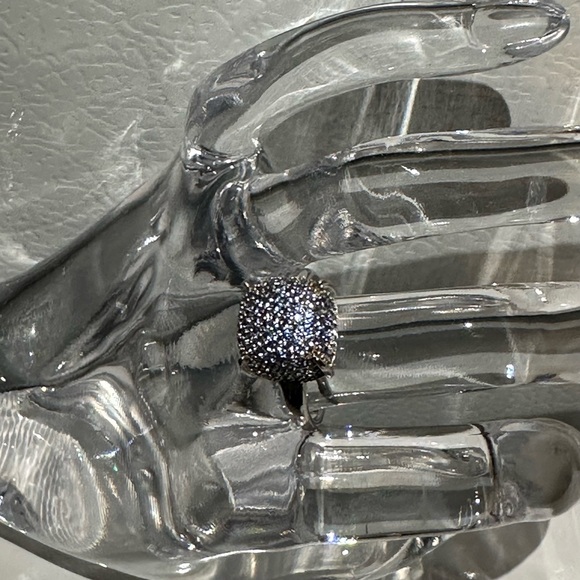 Authentic Suzy Levian Sterling Silver Sapphire and Diamond Ball-Top Ring - Picture 6 of 7